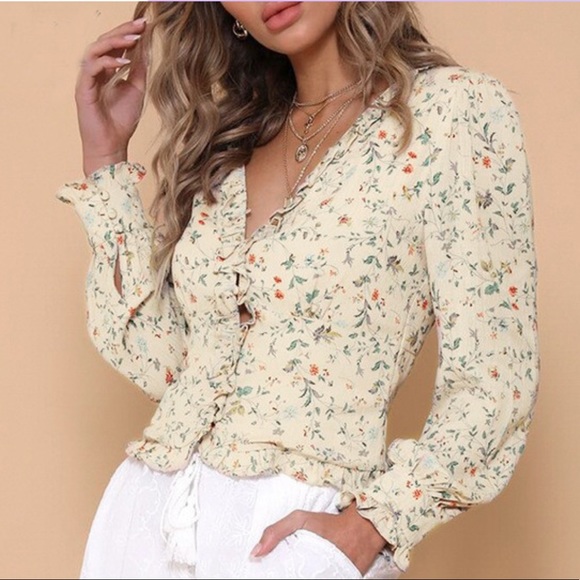 Seven Wonders Tops - Seven Wonders Floral Chiffon Boho Blouse Top